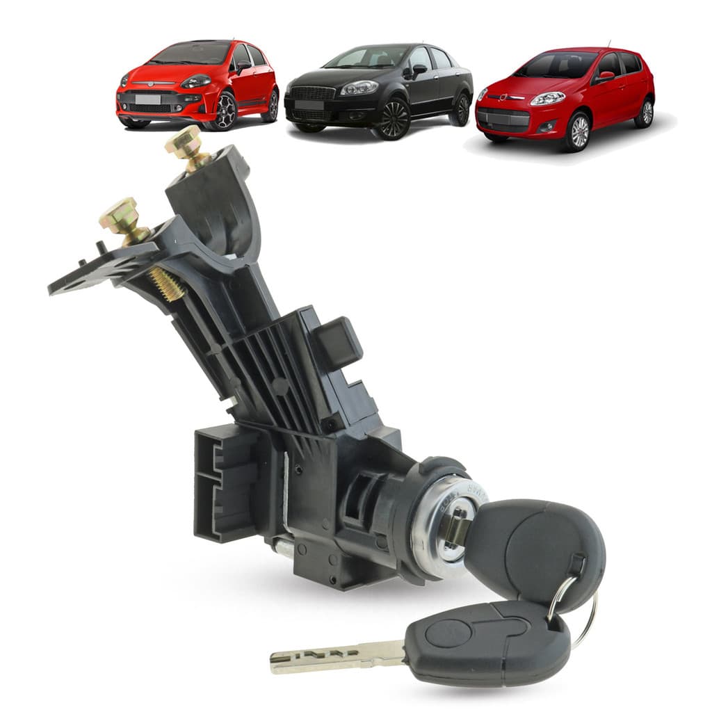Trava de Direção Com Comutador e Cilindro Ignição Fiat Palio 2012 a 2017 Punto 2007 a 2012 Linea 2008 até 2016