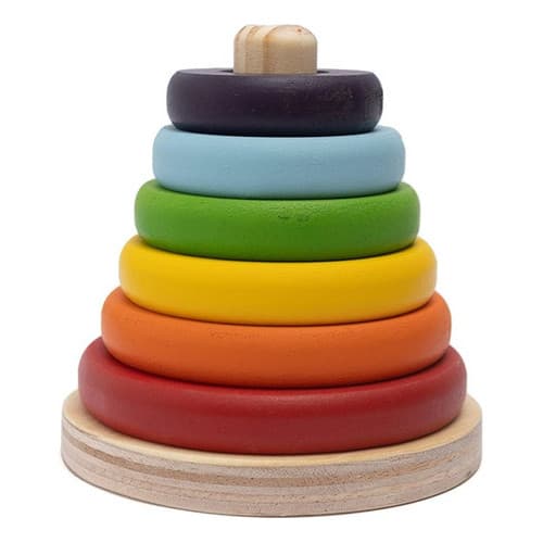 Torre Argolas Donuts Colorido Brinquedo Educativo Bebe 1 Ano Cor Arco-iris