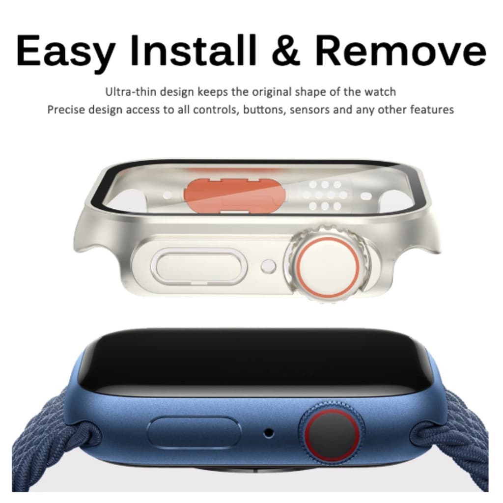 Novo capa case com vidro protetora para apple watch 38 40 41 42 44 45mm pode ajustar para ultra 49 mm