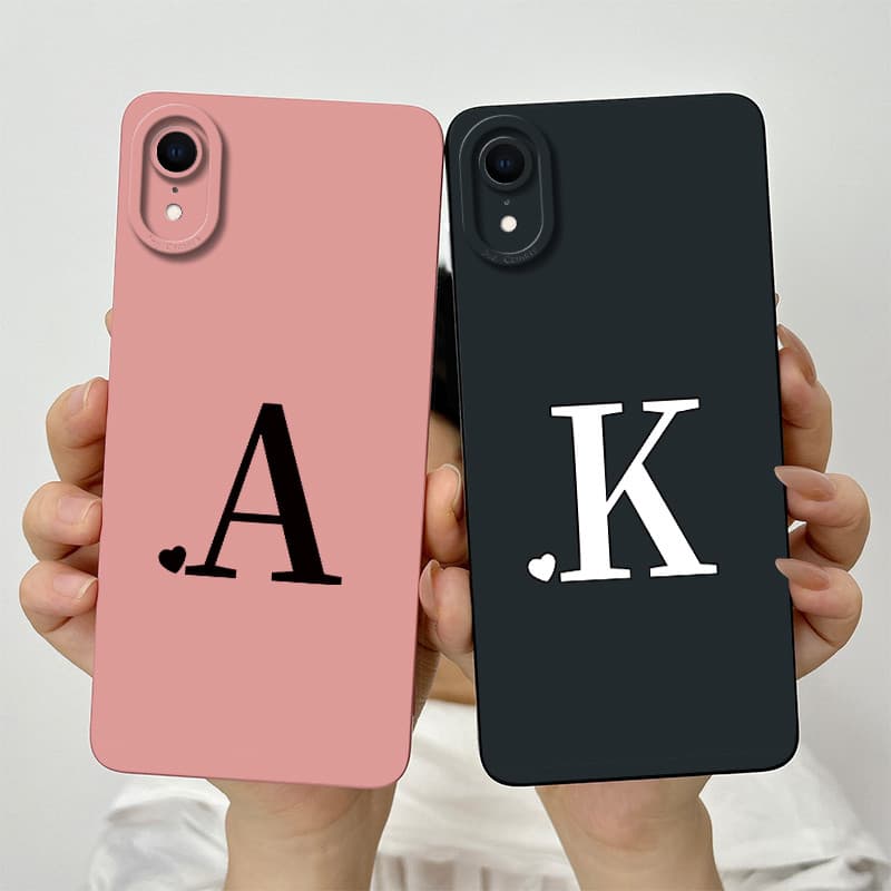 Para iPhone XR iPhoneXR Bonito Letras Iniciais Lente Protetora À Prova De Choque Caso Macio Silicone Telefone Embalagem