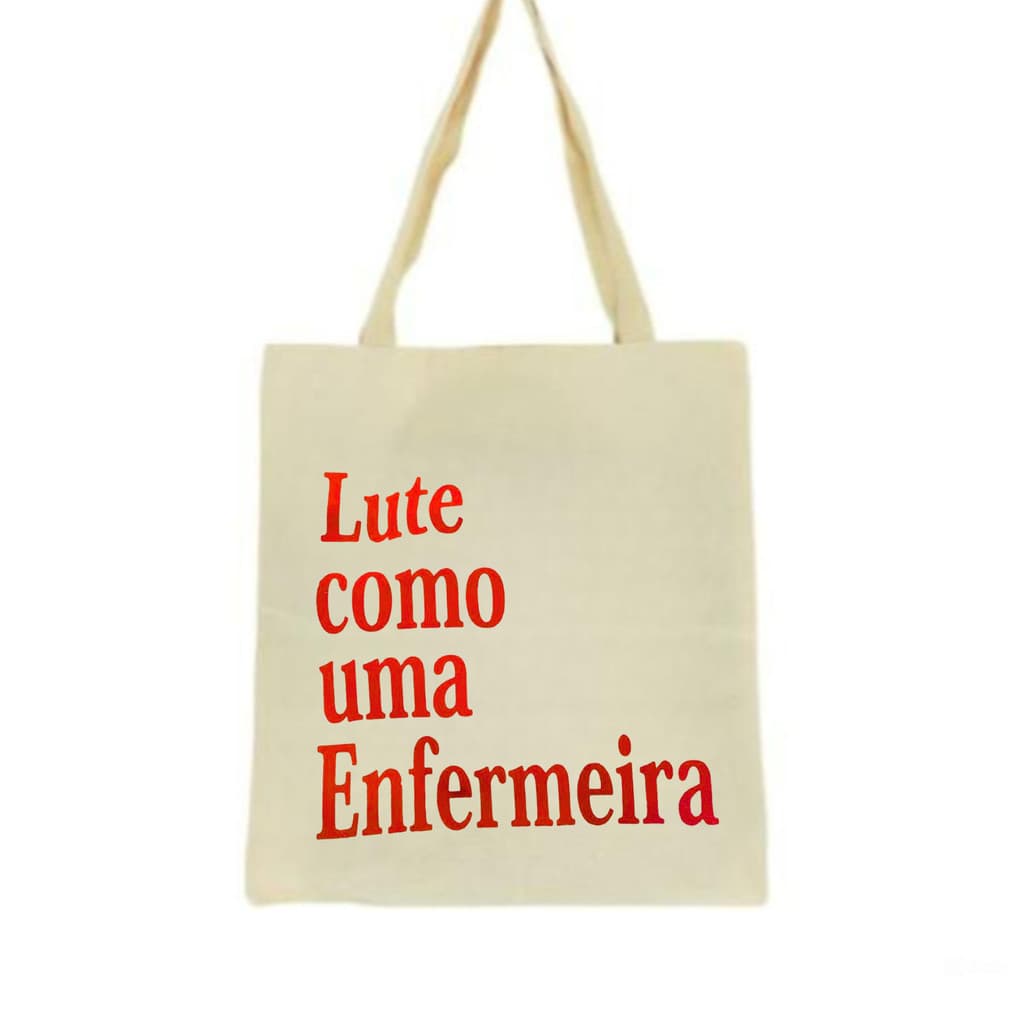 Bolsa Ecobag  100% algodão Estampa LUTE COMO ENF (vermelho)