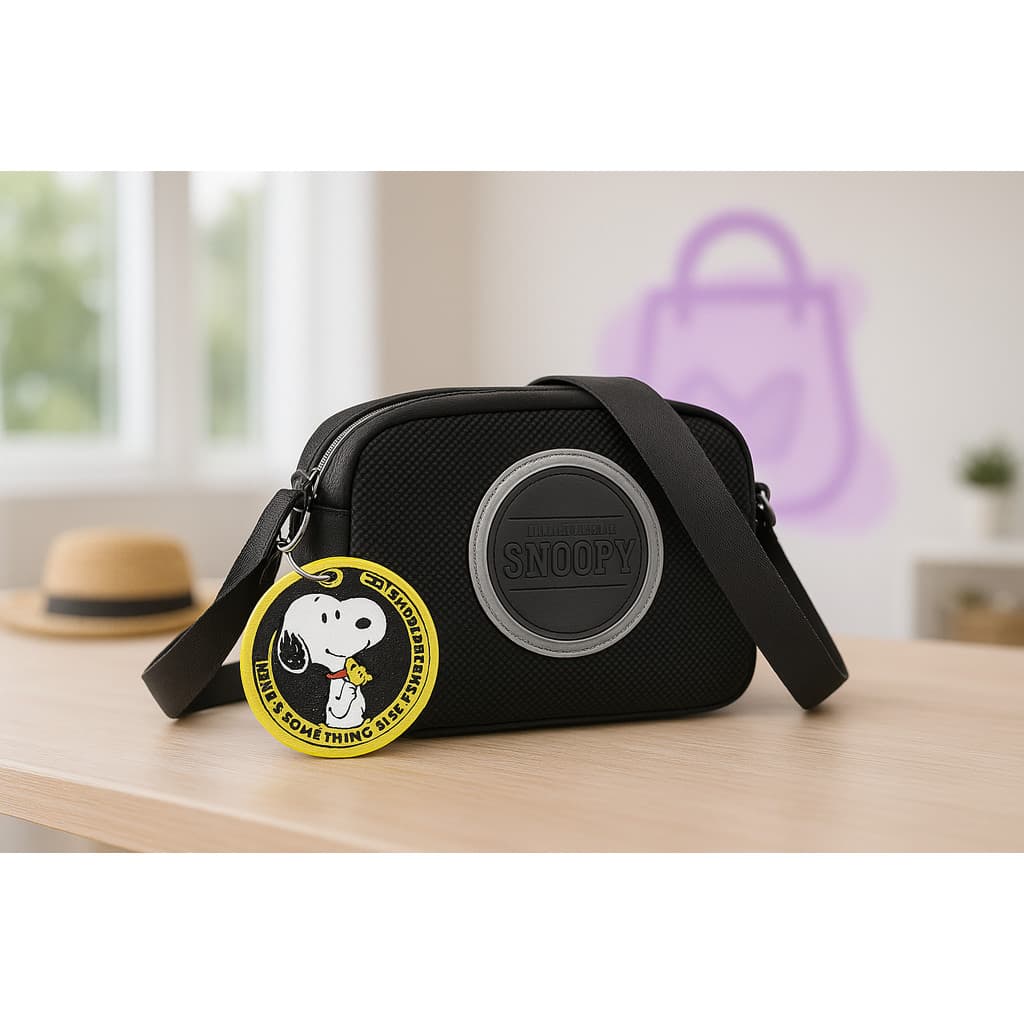 Bolsa Snoopy Pequena Transversal Preta