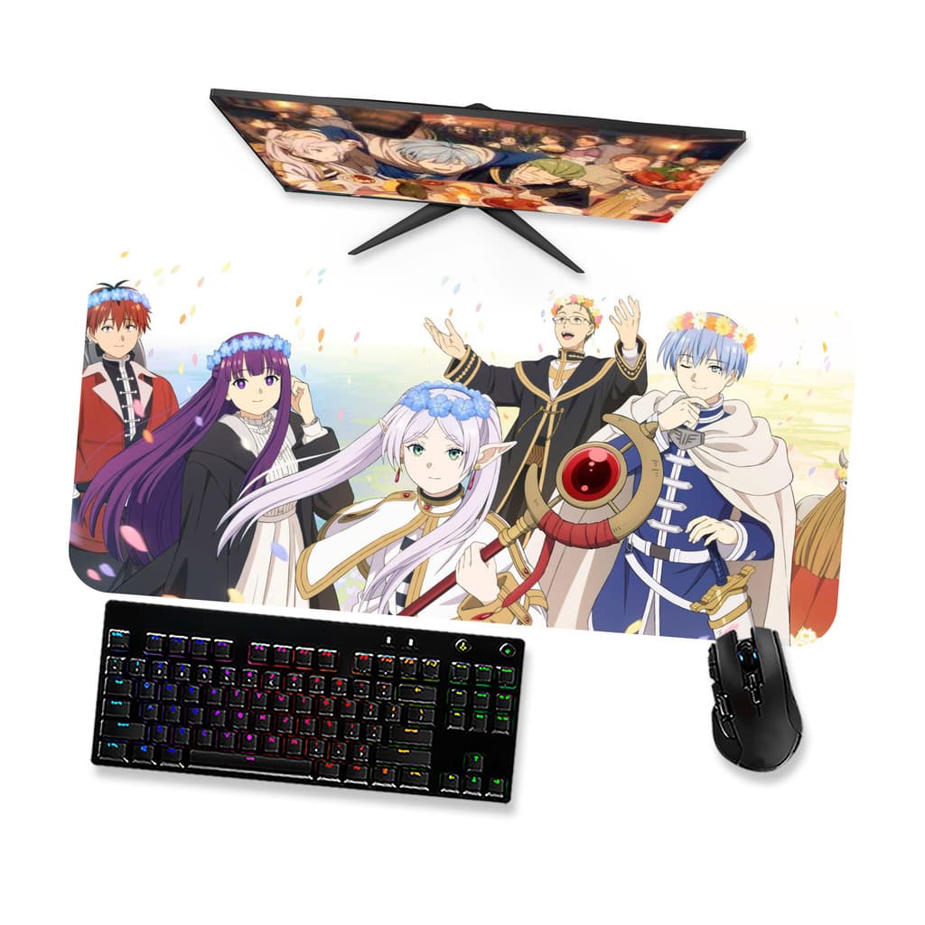 Mouse Pad Gamer Grande  SOUSOU NO FRIEREN FRIEREN E GRUPO DE HEROIS 1  90x40 80x40 60x40 70x30 45x40