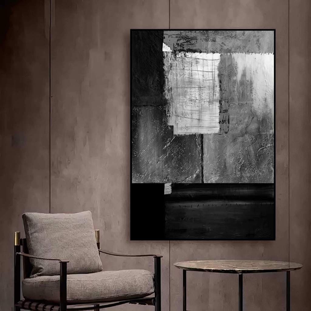 Quadro Decorativo 110x80cm  Abstração Monocromática Adicione um Toque de Elegância e