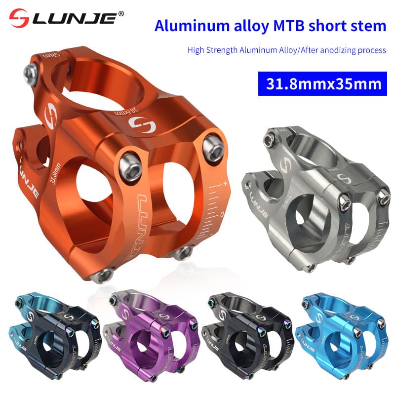 LUNJE Haste Do Guiador Liga De Alumínio MTB Bicicleta Estrada Ultraleve Alta Resistência Curto 31.8MM CNC DH/AM/XC Peças