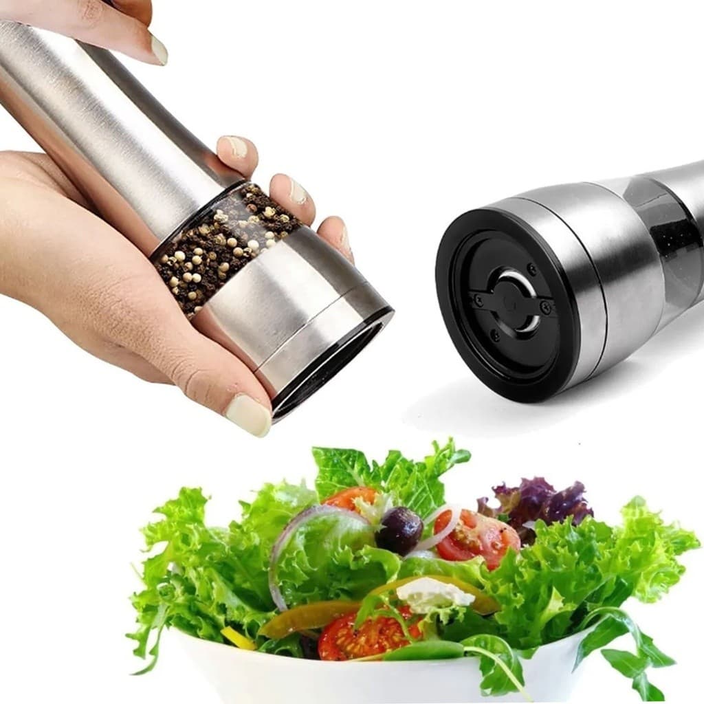 Moedor De Pimenta E Sal Grosso Gourmet Com Ajuste de Moagem Em Inox
