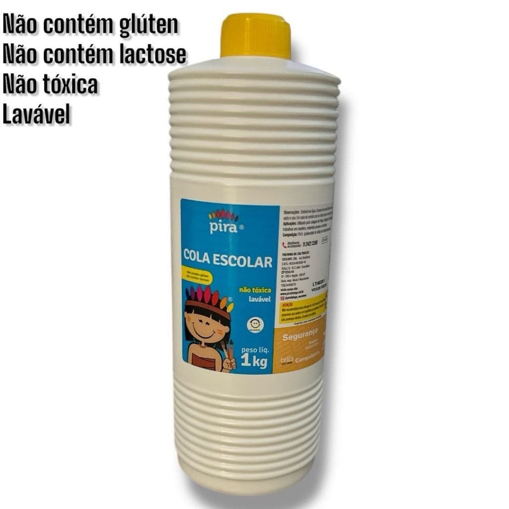 Colas Liquida Branca 1/2/3/4/5 ou 6 colas de 1kg - Escolar - PIRA