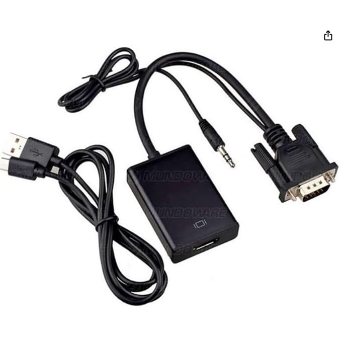 Conversor VGA Macho para HDMI Fêmea com Áudio - Compatível com Monitores e Projetores