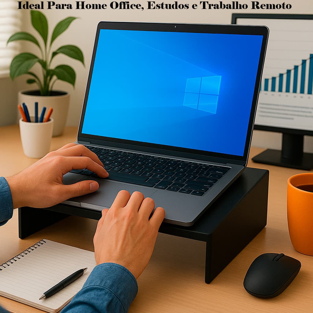 Suporte Apoio Base Notebook Preto Home Office Trabalho Estudos Mesa Escritório Aço Casa