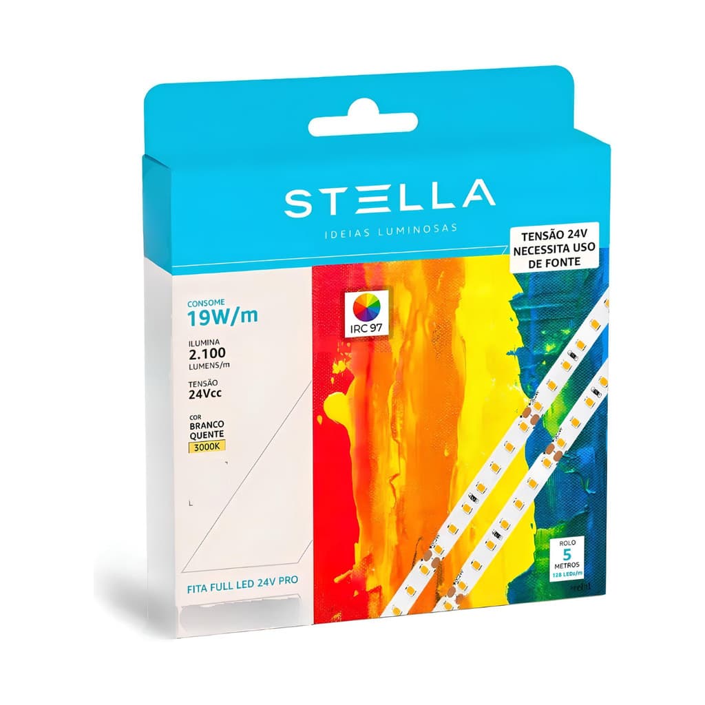 FITA FULL STELLA LED PRO 24V 3000K 19W/M IRC 97 10MM IP20 5 METROS STL21836/30