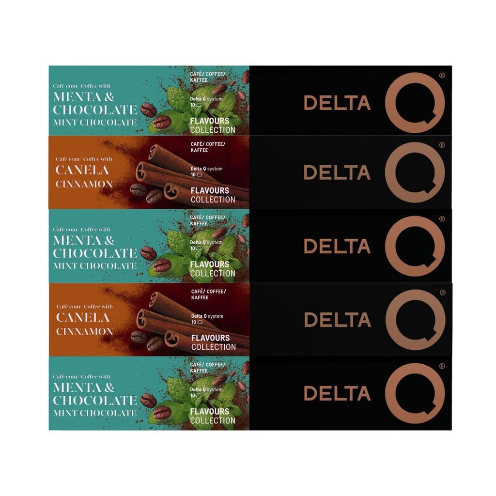 50 Cápsulas Delta Q Café Chocolate com Menta e Café Canela
