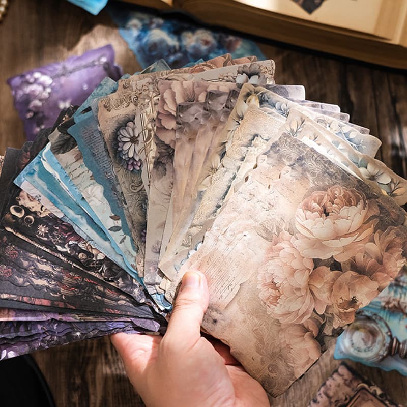 30 Folhas Retro Flor Série Secreta Material Papel Scrapbook Estudante Memorando Decoração DIY Fundo