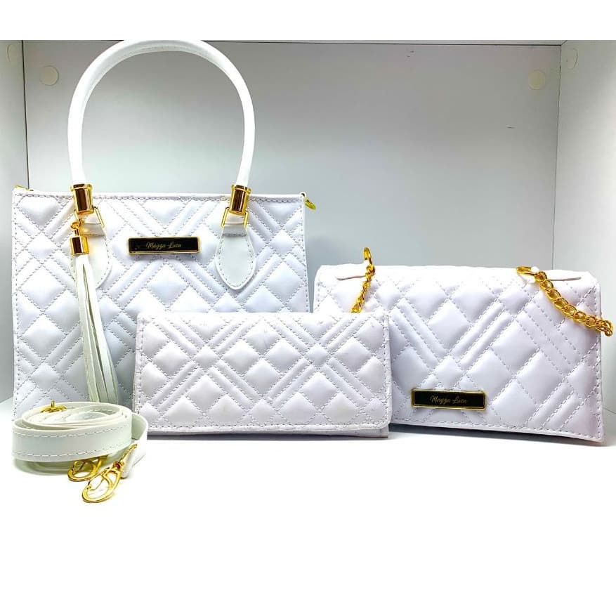 Kit de Bolsas feminina Transversais MZ com carteira Porta cartões Linha Luxo Varias Cores