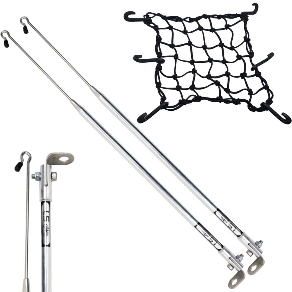 Kit 2 Antena Corta Pipa Cerol Linha Fio Proteção Cromada Retrovisor / Rede Redinha Elástica Aranha Capacete Moto