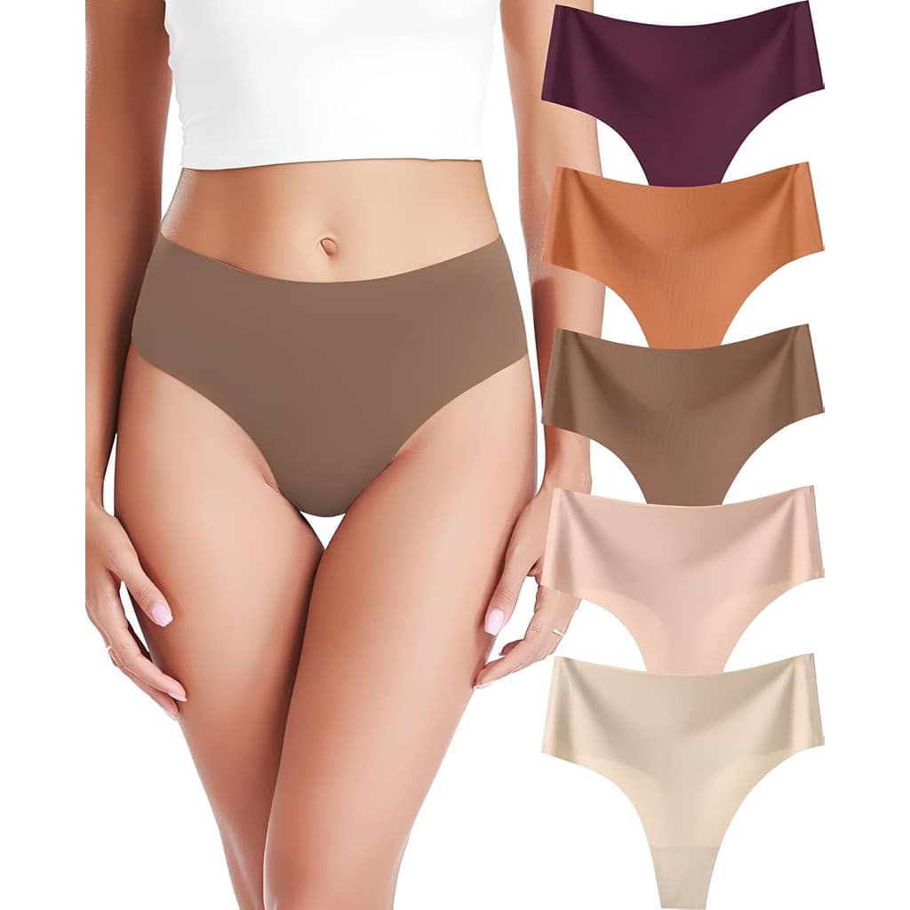 Calcinha Tanga Atacado 5 Calcinhas Tanga Cos Alto 9cm Sem Costura Com Corte Laser Tecido Microfibra