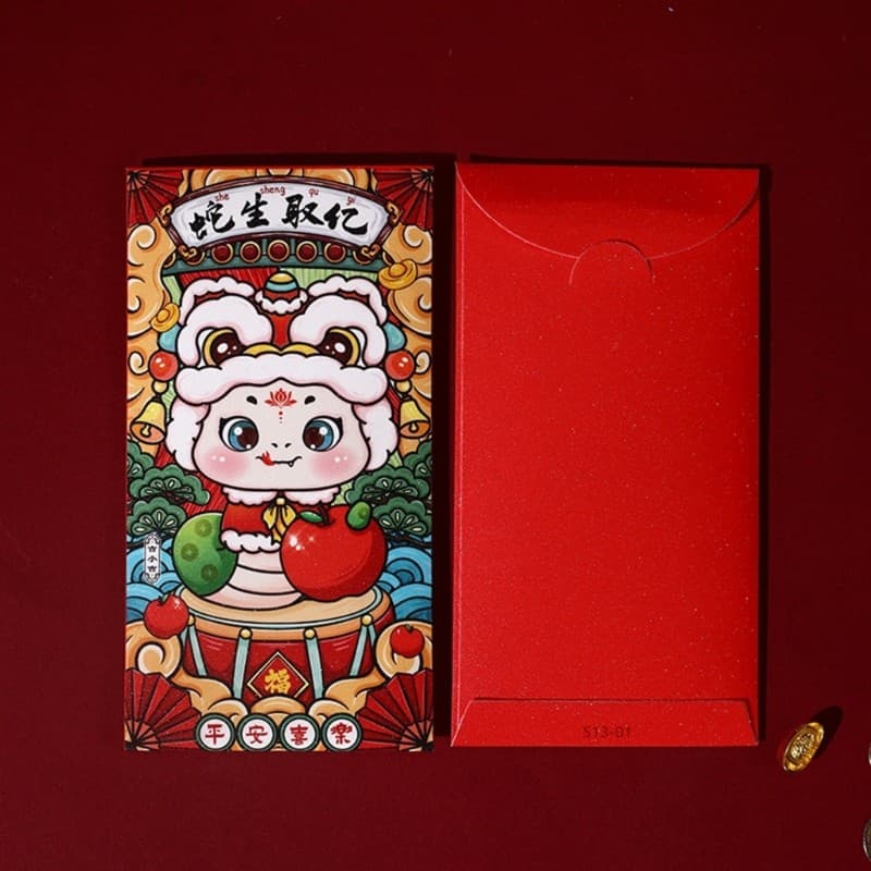 YU Pacote De 6 Envelopes De Dinheiro De Desenho Animado De Ano Novo De Cobra , Designs Elegantes , Acessório Para Comemo