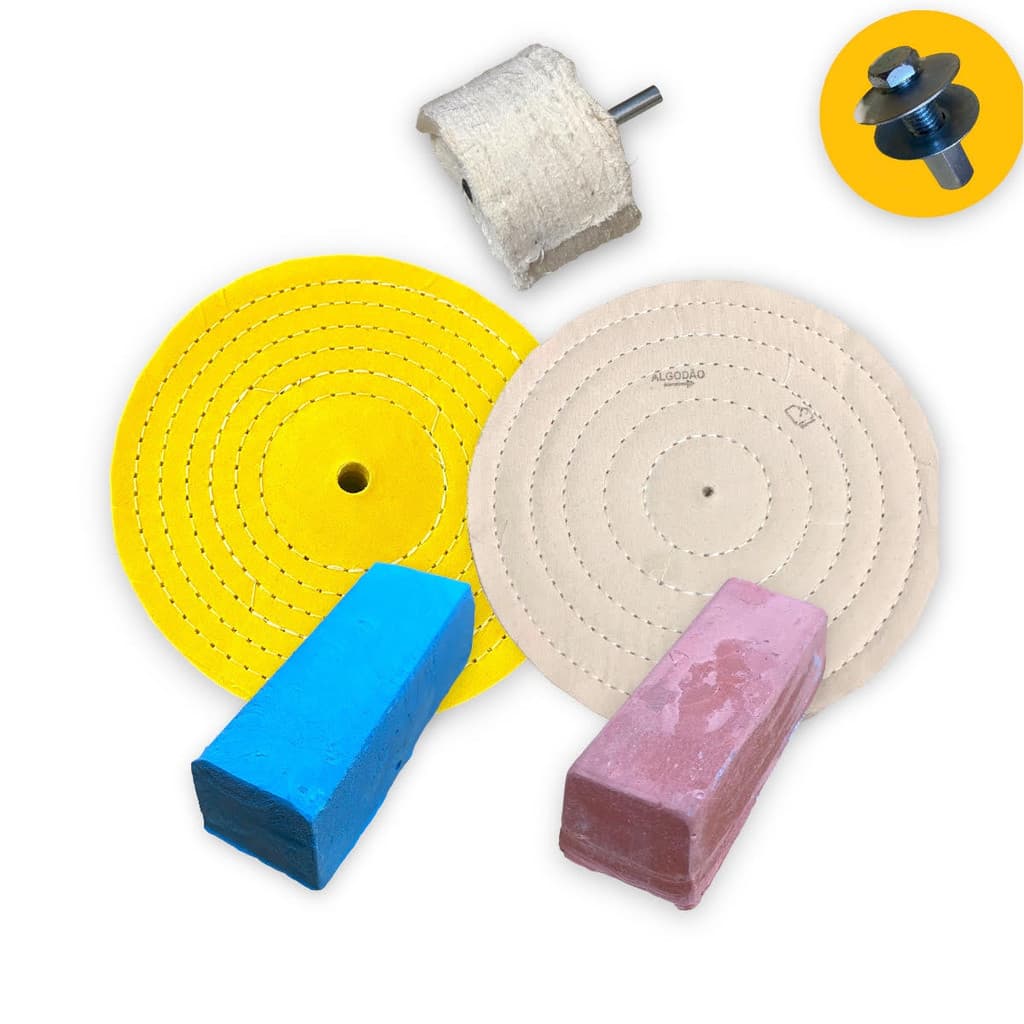 Kit 249 - Rodas Massas Polir Brilho Inox Alum Latão Espelhamento 20CM