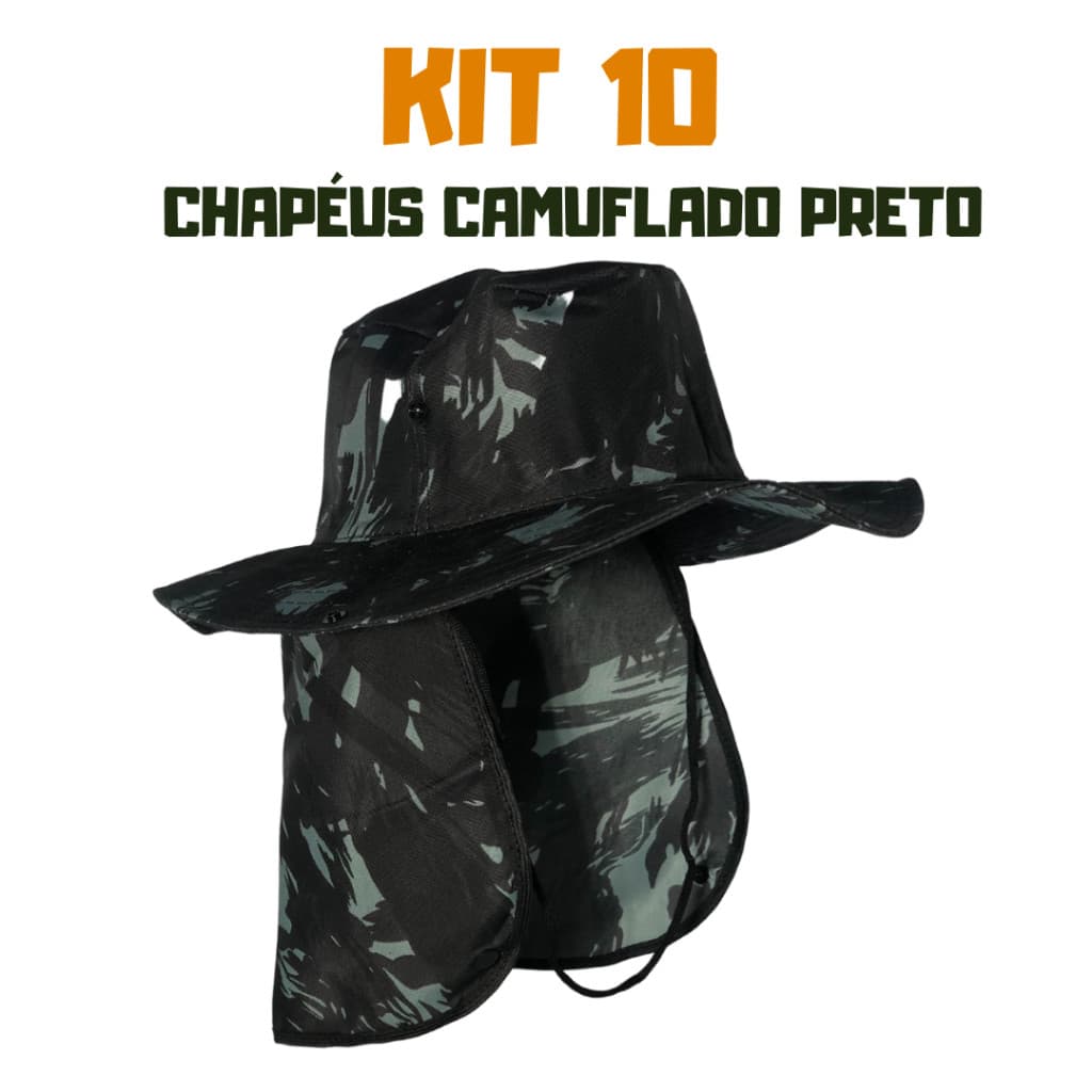 Kit 10 Chapéu Pescador Australiano Boné Pesca Proteção Camping Australiano Proteção - Pronto Entrega