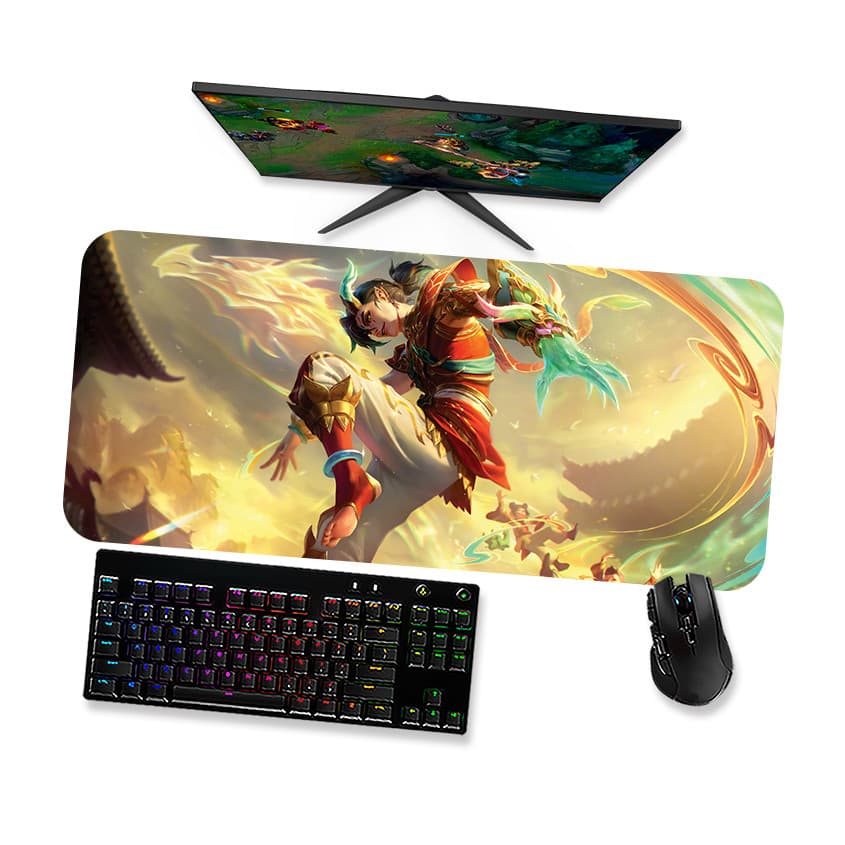 Mouse Pad Gamer Grande  LoL EZREAL ESCAMAS CELESTIAIS 1  90x40 80x40 60x40 70x30 45x40