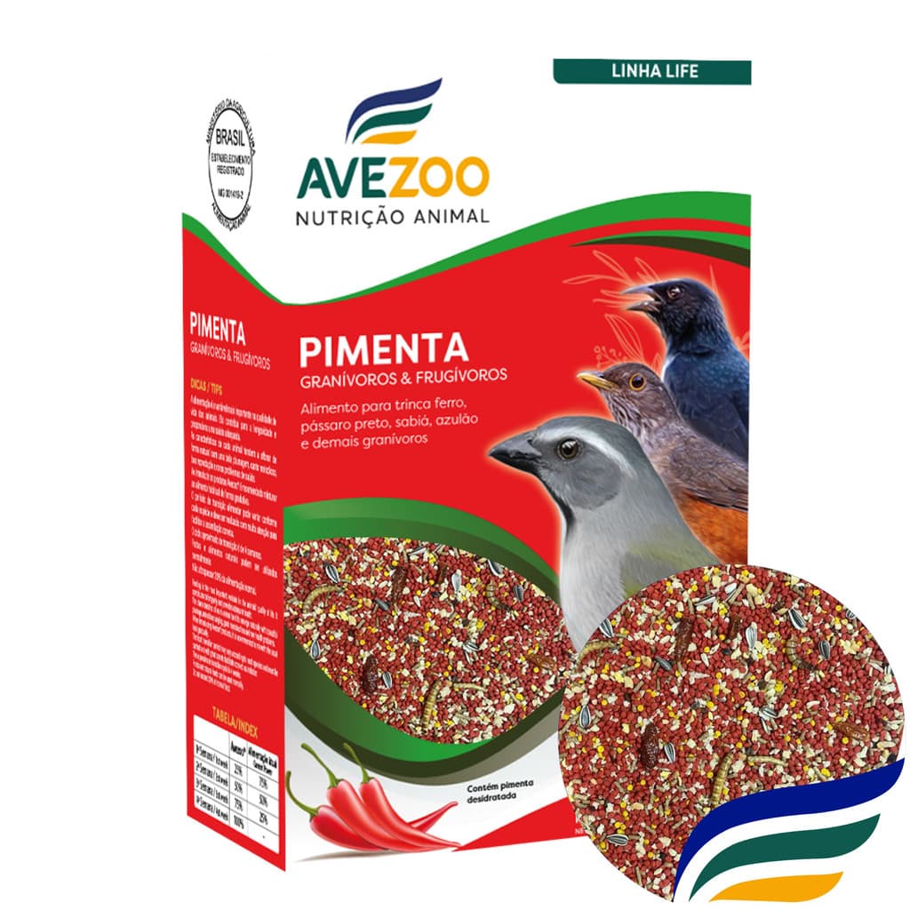 Ração Trinca Ferro Pássaro Preto Sabiá Azulão Granivoros Frugivoros 400 g Avezoo