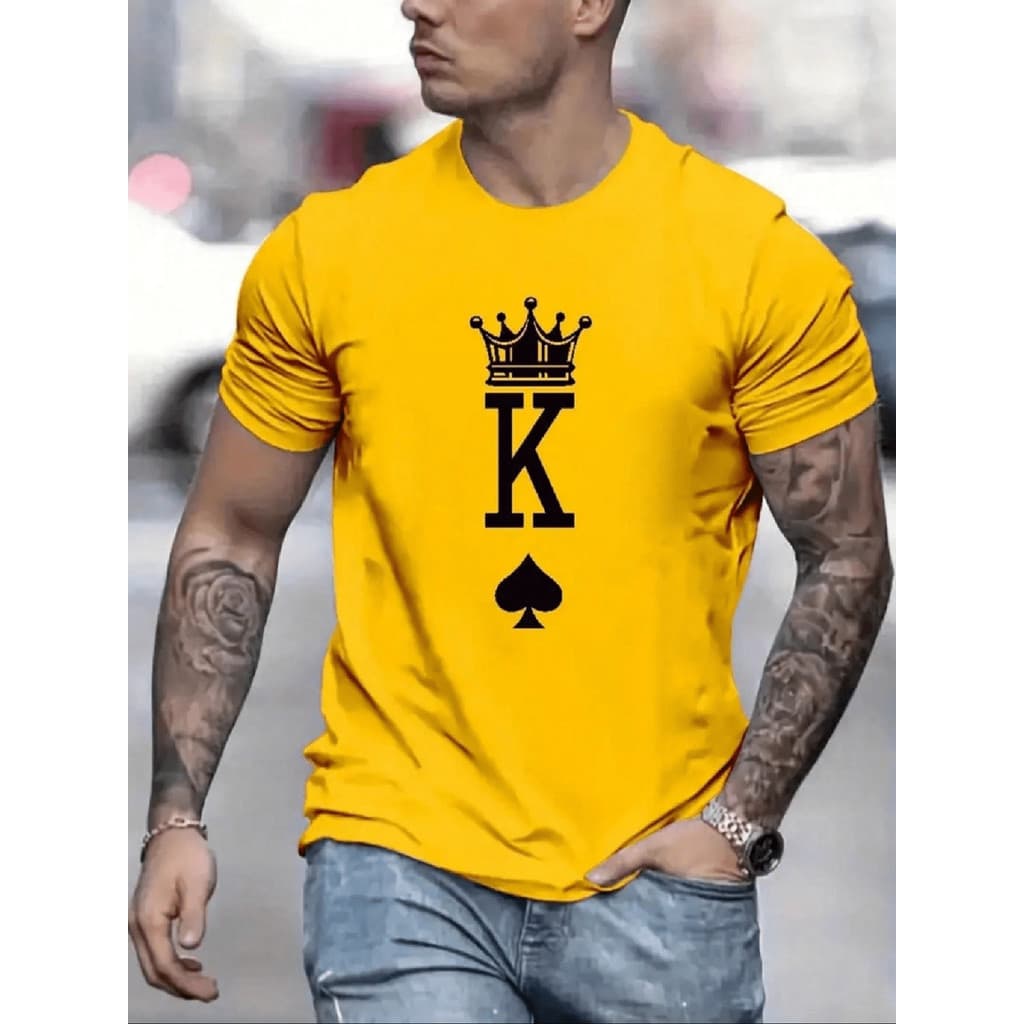 CAMISETA Masculina Manga Curta Estampada Rei De Espadas 100% algodao Verão