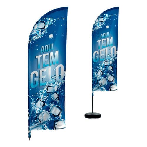 Wind Banner Aqui Tem Gelo 2 Metros Dupla Face Apenas Tecido