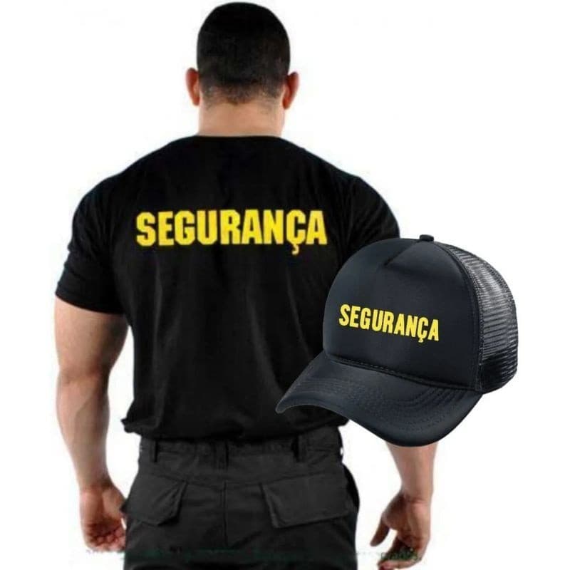 Camiseta + Boné Masculino Segurança 100% Algodão Kit em Promoção Super Promoção Envio Imediato Moda Miguel