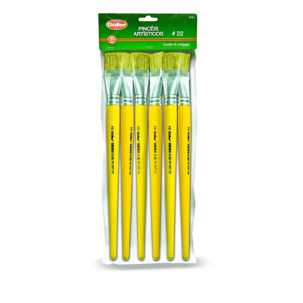 Pincéis Artístico Kit 6 Unidades Tamanho 22 Chato Göller