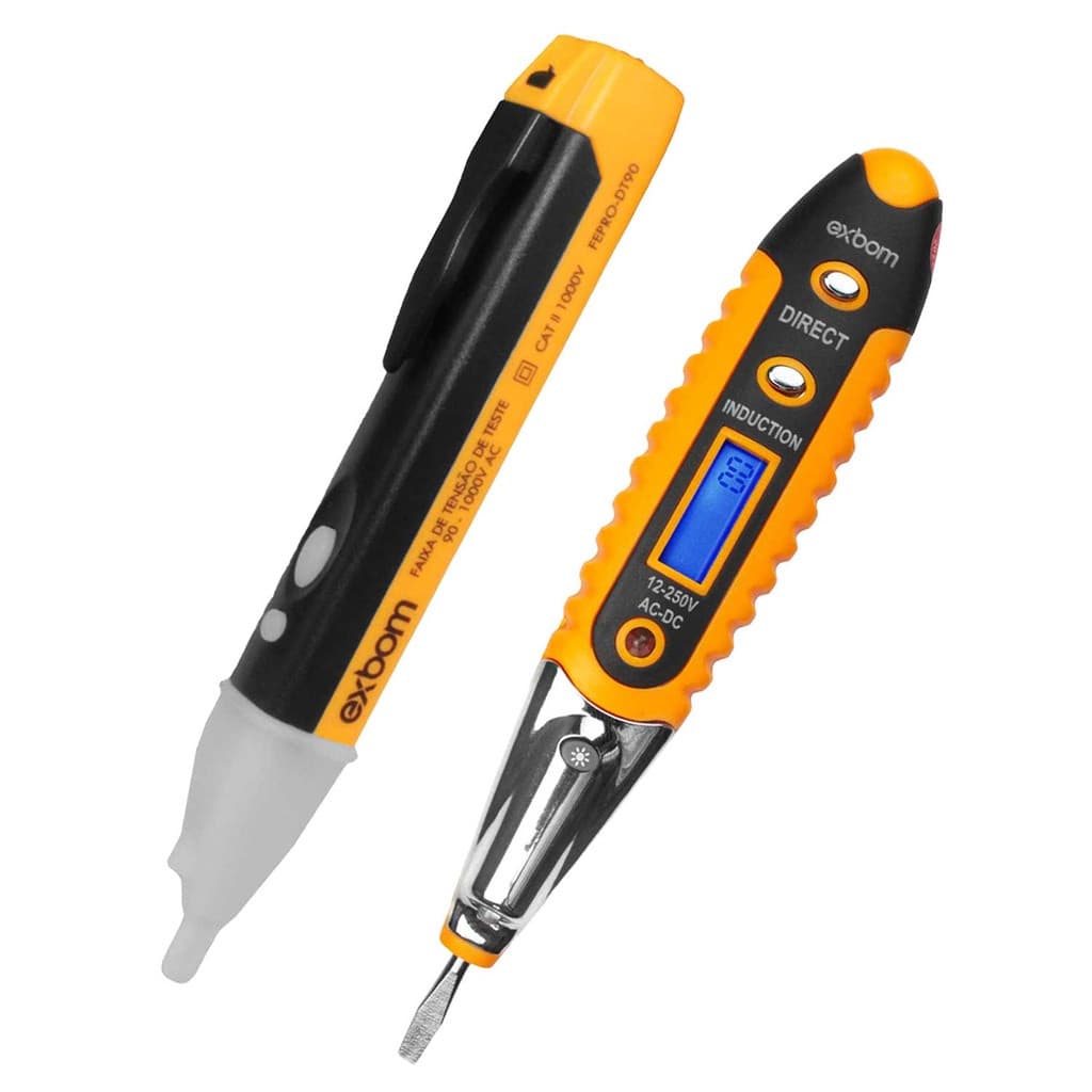 Kit Chave Teste Digital + Caneta Detectora De Tensão e Corrente Voltímetro Medidor D/tensão