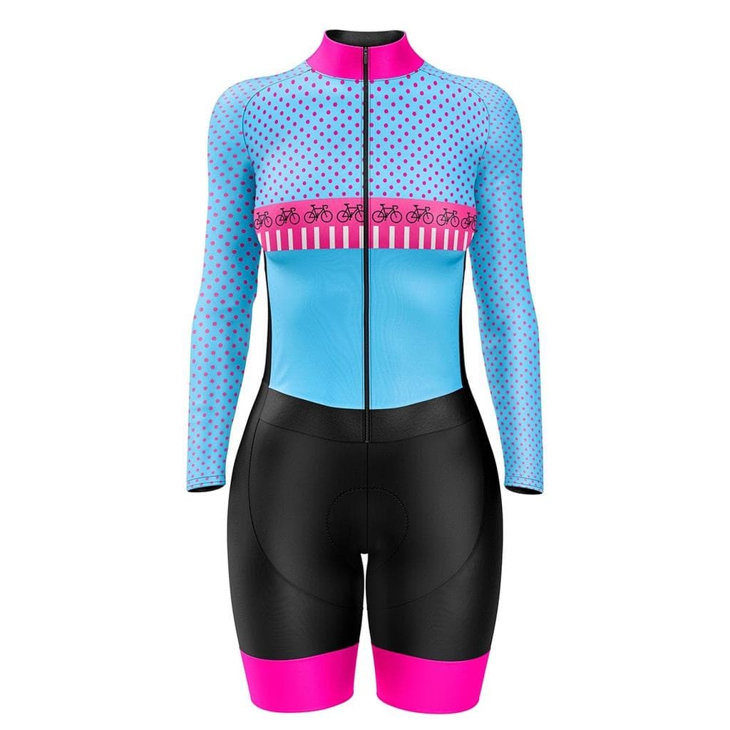 Macaquinho Ciclismo Feminino Profissional Gel Acolchoado UV Proteção MTB Speed Pedalarte Azul
