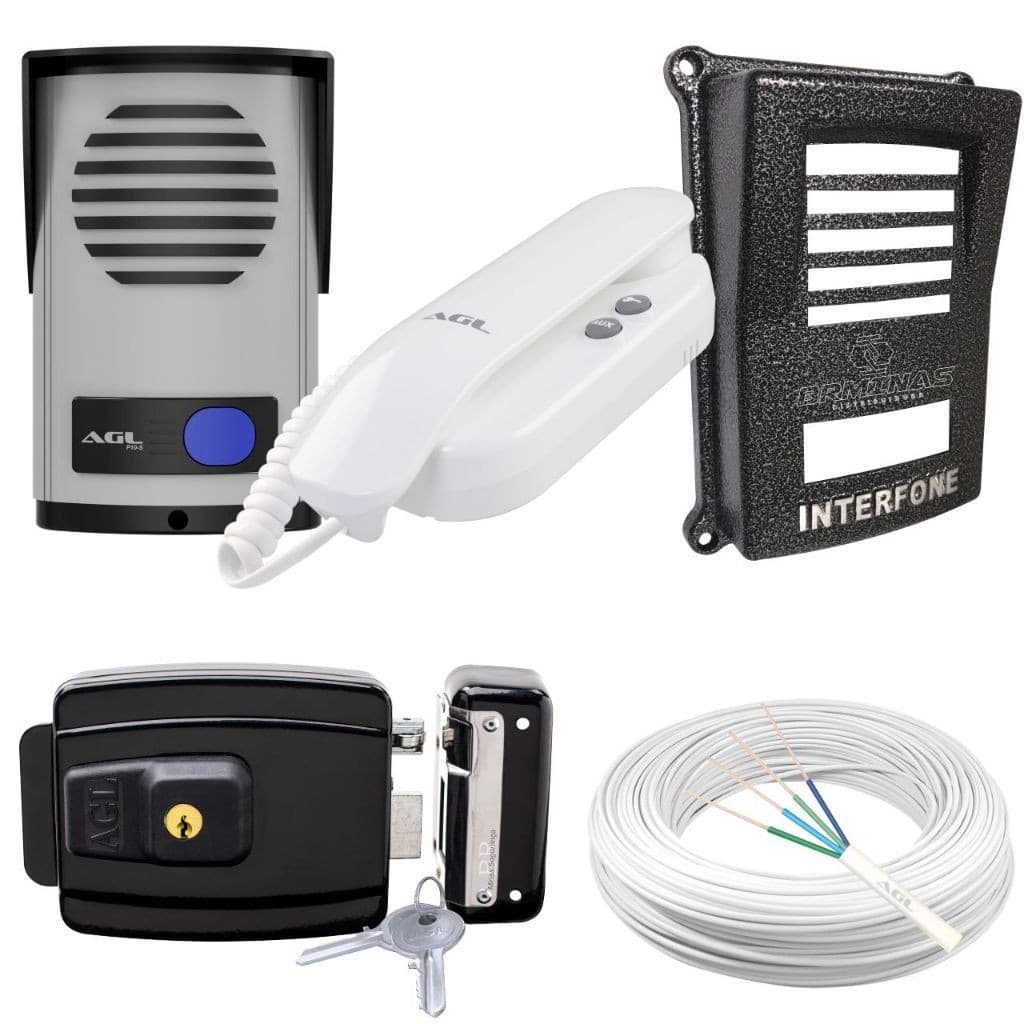Kit Interfone Residencial AGL com Alimentação no Painel de Rua Modelo P10S