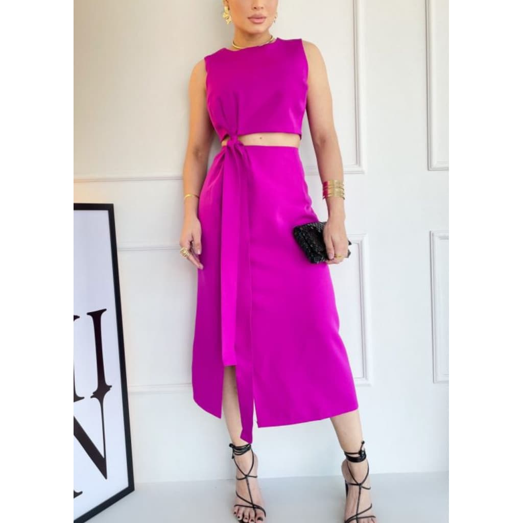 Conjunto Cropped E Saia Midi Alfaiataria elegante