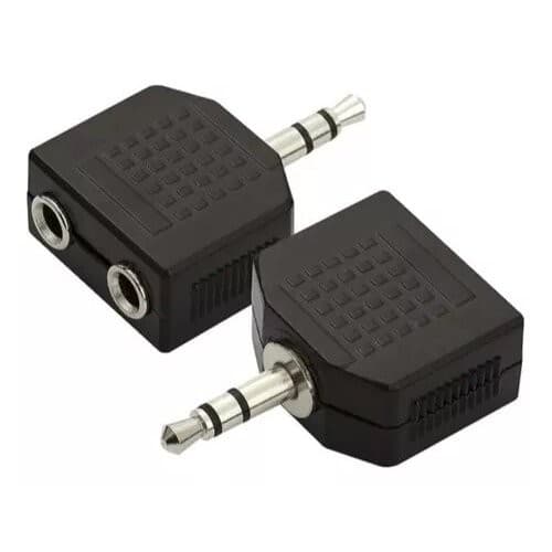 Kit c/ 2 Adaptador P2 Macho Stereo Para 2 P2 Fêmea Stereo