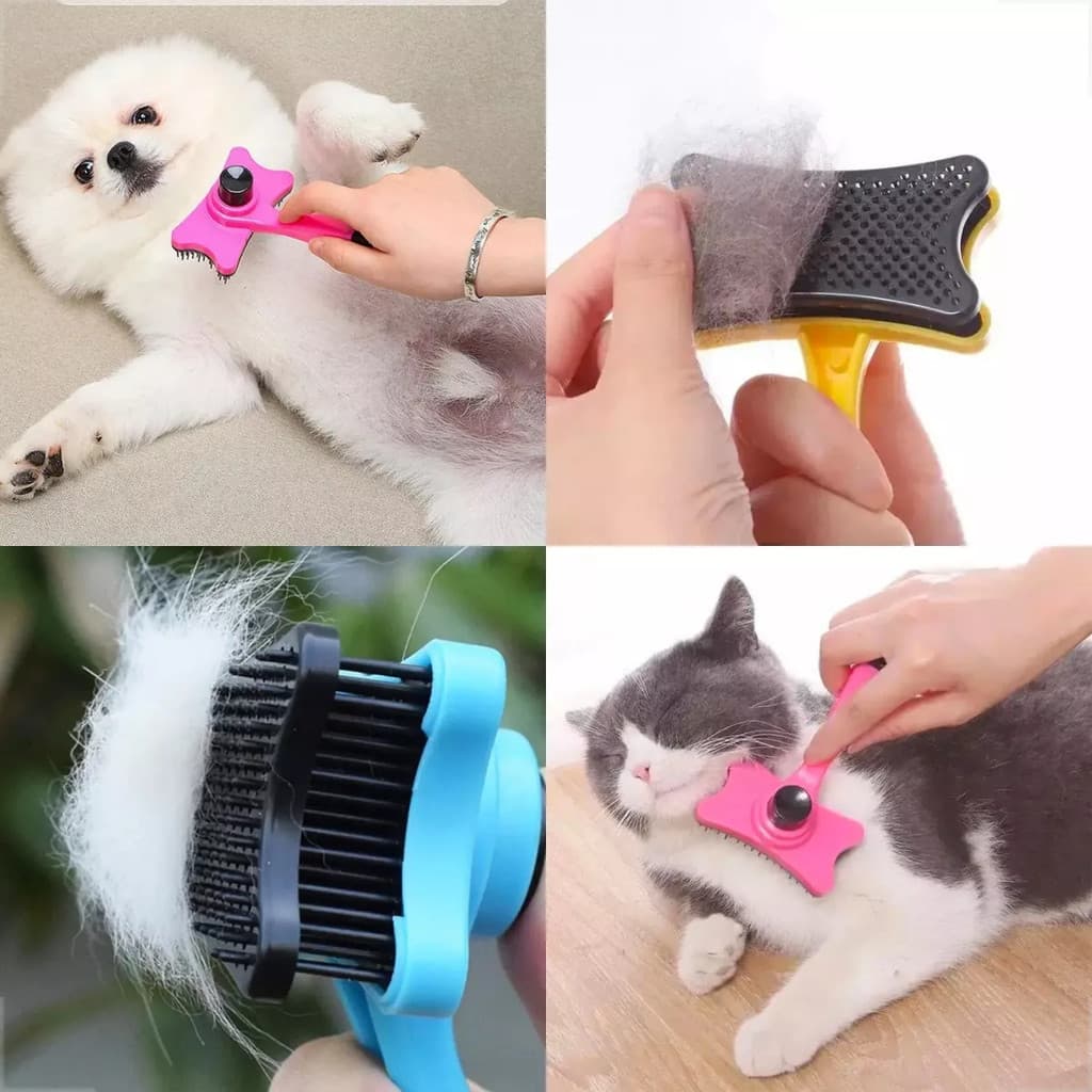 Escova Autolimpa Rasqueadeira Para Pet Cães Cachorro Gato