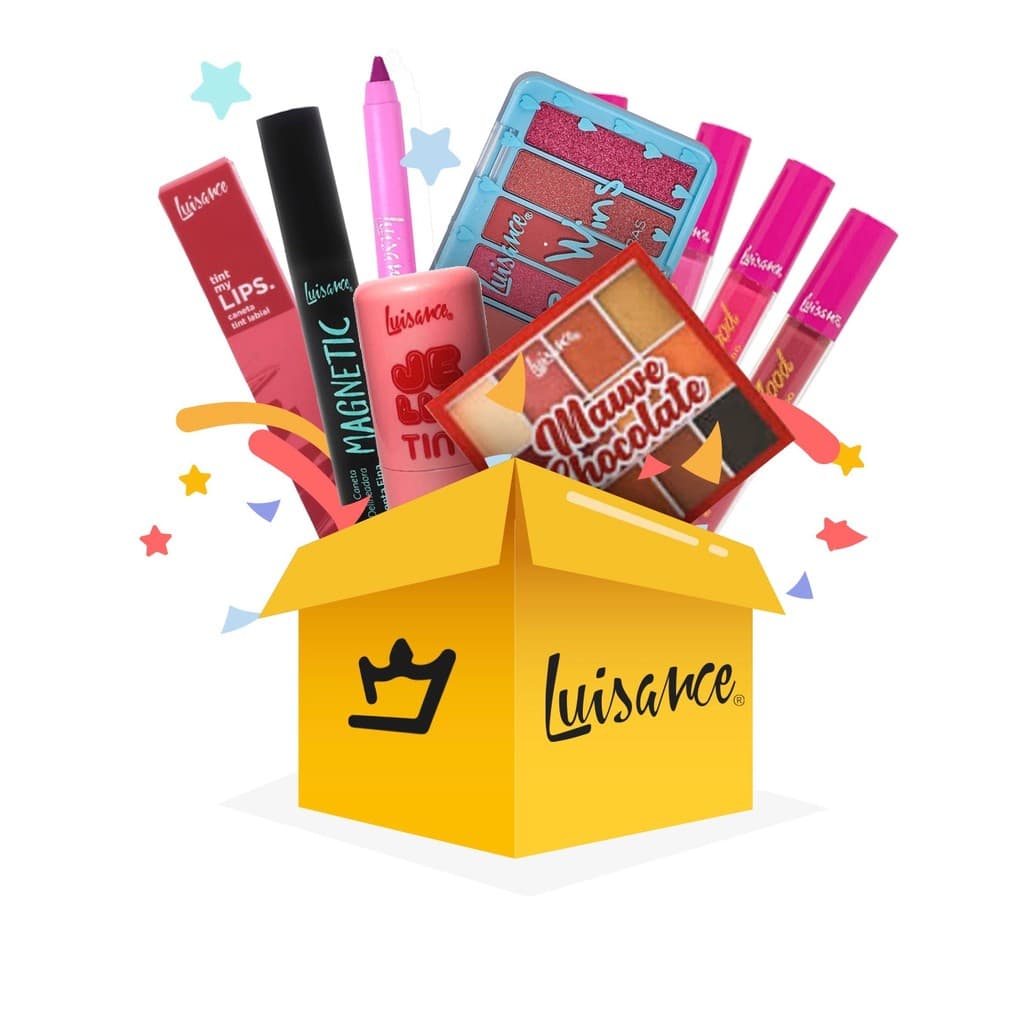 KIT MAQUIAGEM COMPLETA LUISANCE BASE, CORRETIVO, PO, PALETA DE BLUSH CONTORNO E ILUMINADOR, RIMEL
