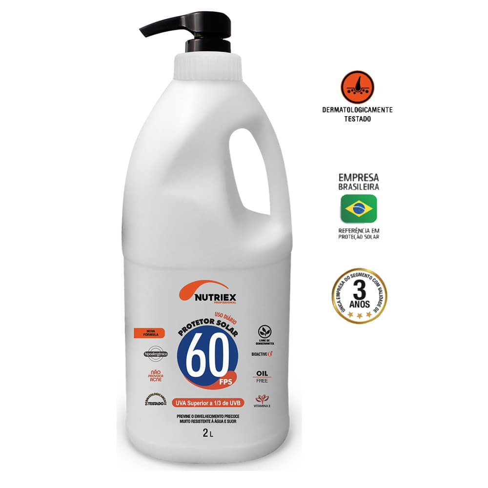 PROTETOR SOLAR FPS 60 1/3 2 LITROS USO GERAL E PROFISSIONAL