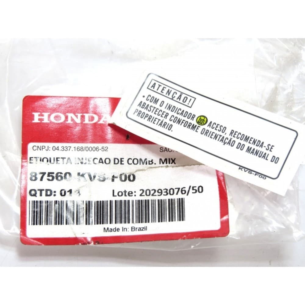 Adesivo Precaução Advertência Tanque Injeção Combustível Moto Titan Fan 150 160 Original Honda