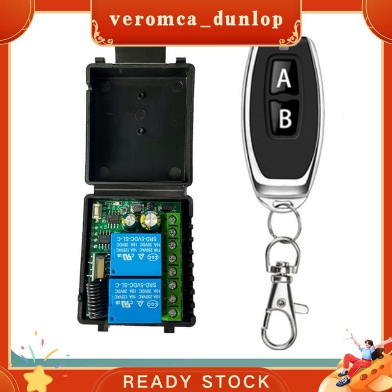 Interruptor De Controle Remoto De Relé 433MHz DC6V-30V 2CH Para De Motor De Porta De Garagem