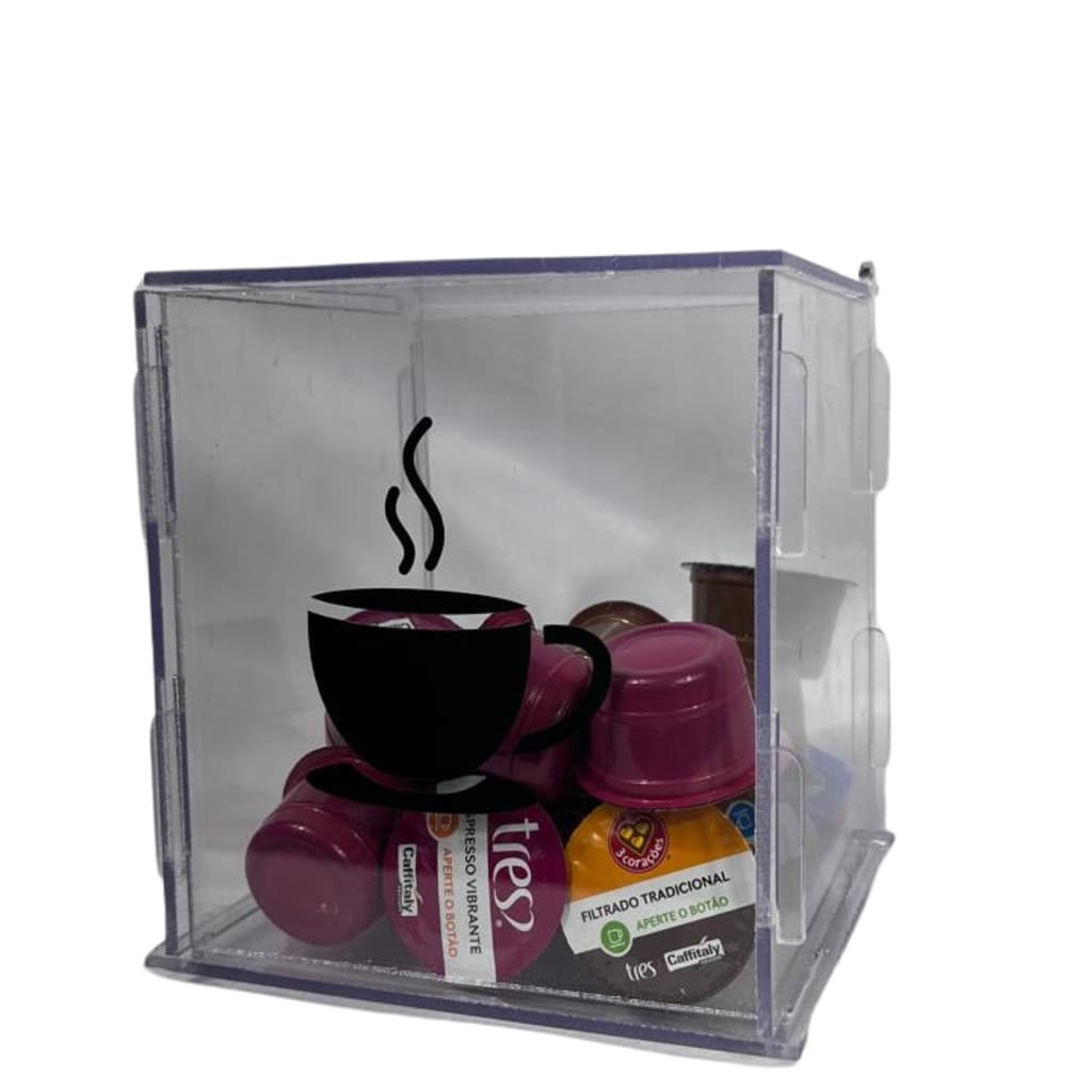 Caixa Porta Cápsulas Cubo Acrílico Cristal Premium