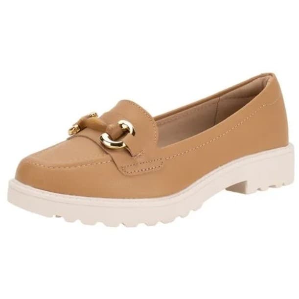 Mocassim Modare Feminino Bege Confortável Tratorado UltraConforto Loafer Dia a Dia Sofisticado lindo