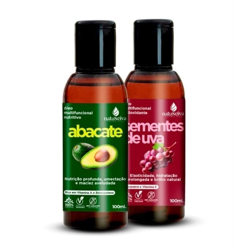 KIT ÓLEO CAPILAR NATUSEIVA ABACATE+SEMENTE DE UVA 100ml