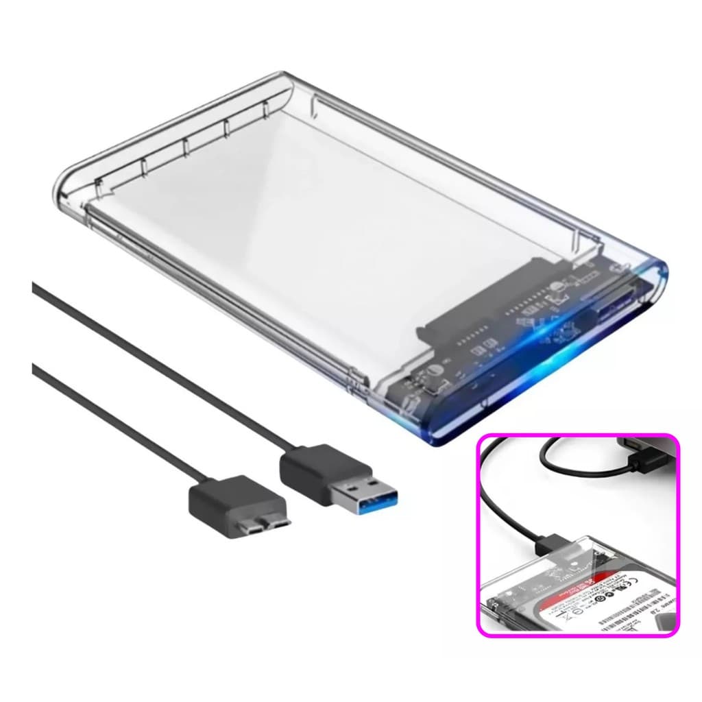 Case Ssd Hd 2,5 Externo Usb 3.0 Sata 3 x USB Até 5tb Plug And Play Pronta Entrega Cor:Preto 2,5 Polegadas Ideal Para SSD