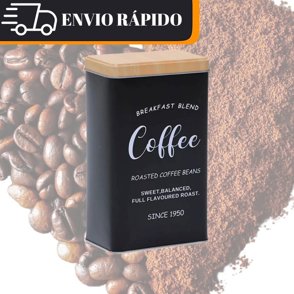 Potes mantimento lata para café e açúcar elegante preta elegante