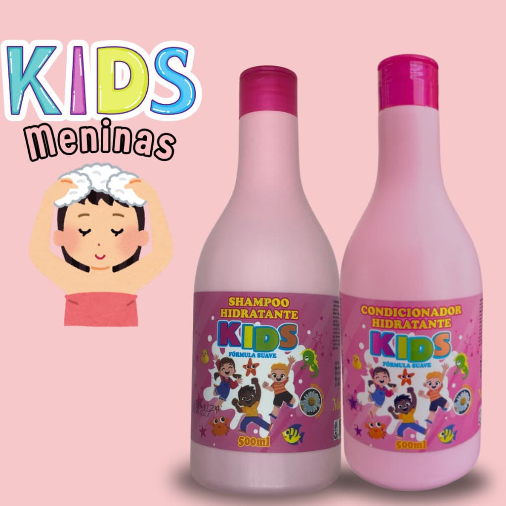 Kit Rosa 2 Produtos Shampoo Para Meninas 500ml  + Condicionador 500ml Meninas Maycrene