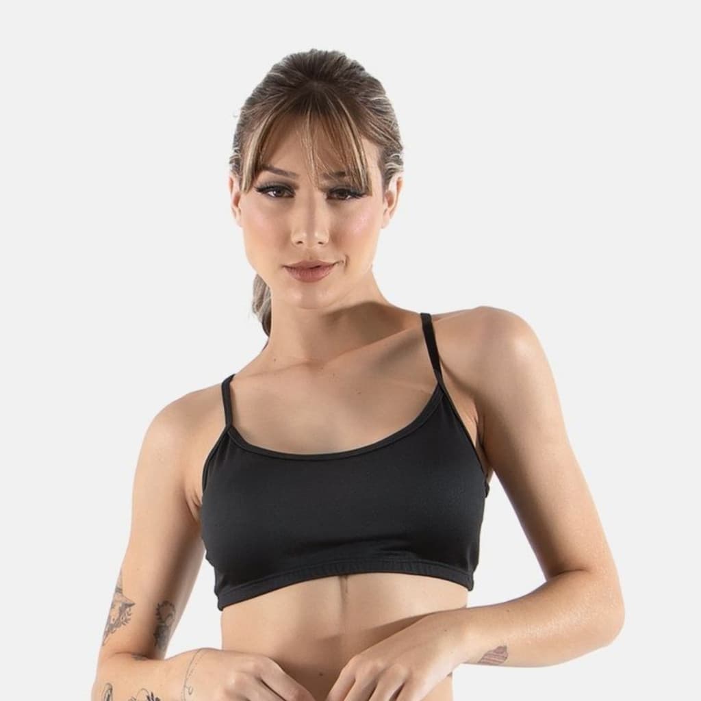 Top Fitness Duplo Feminino Academia Cropped Alça Fina Compressão Alta Qualidade Zero Transparência