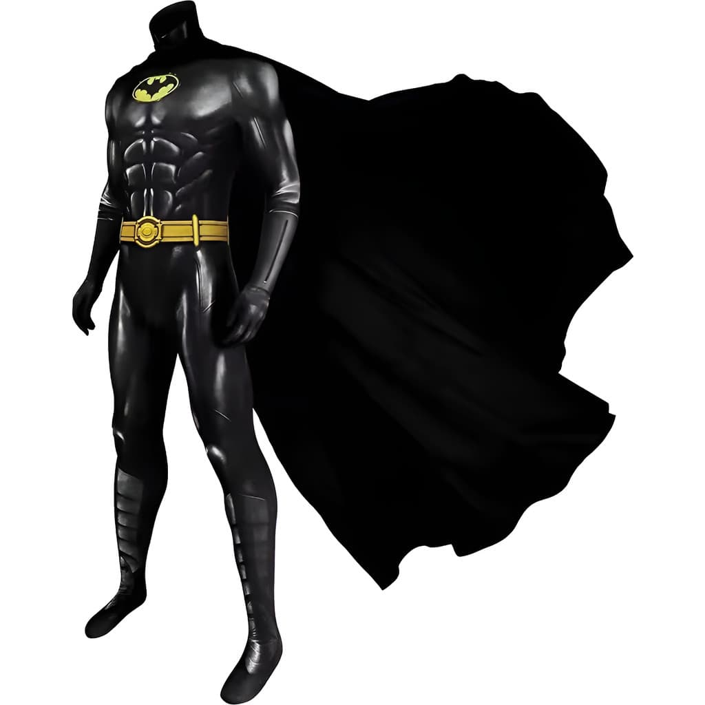 Fantasia Clássico Michael Keaton Cosplay Traje Com Capa Top