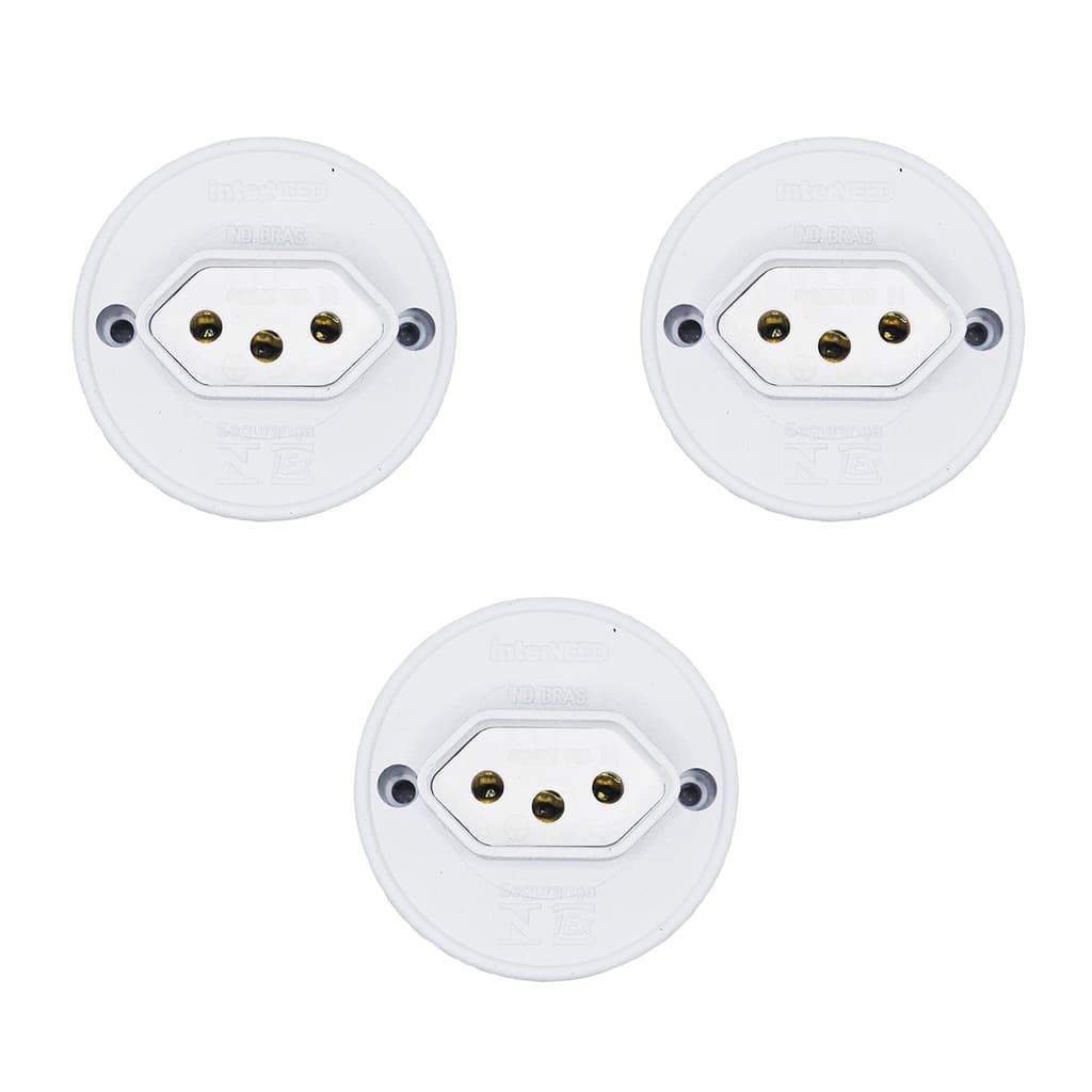 Kit 3x Tomada de sobrepor branca 20A 250V 2P+T 047612 InterNEED