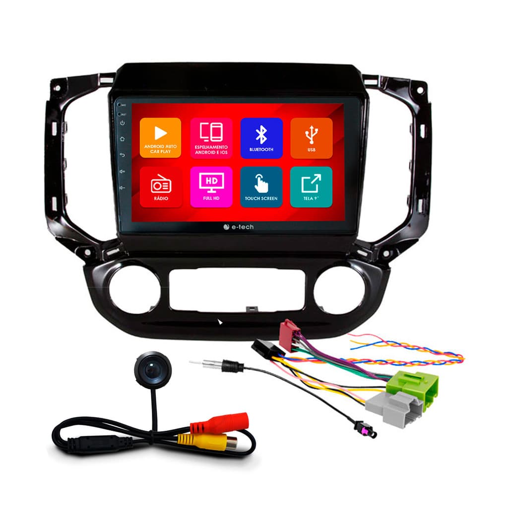 Kit Multimídia 9 Pol S-10 Ar Digital 2016 A 2024 Android Auto CarPlay Qa+ 2 Din Black Piano Espelhamento Android Ios
