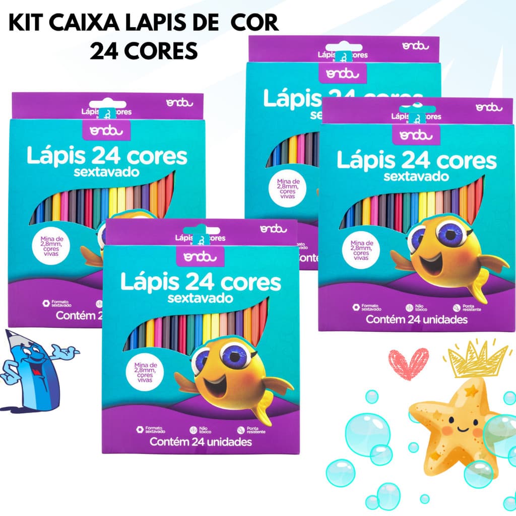 KIT LAPIS DE COR 24 CORES SEXTAVADO ONDAPRO AZUL