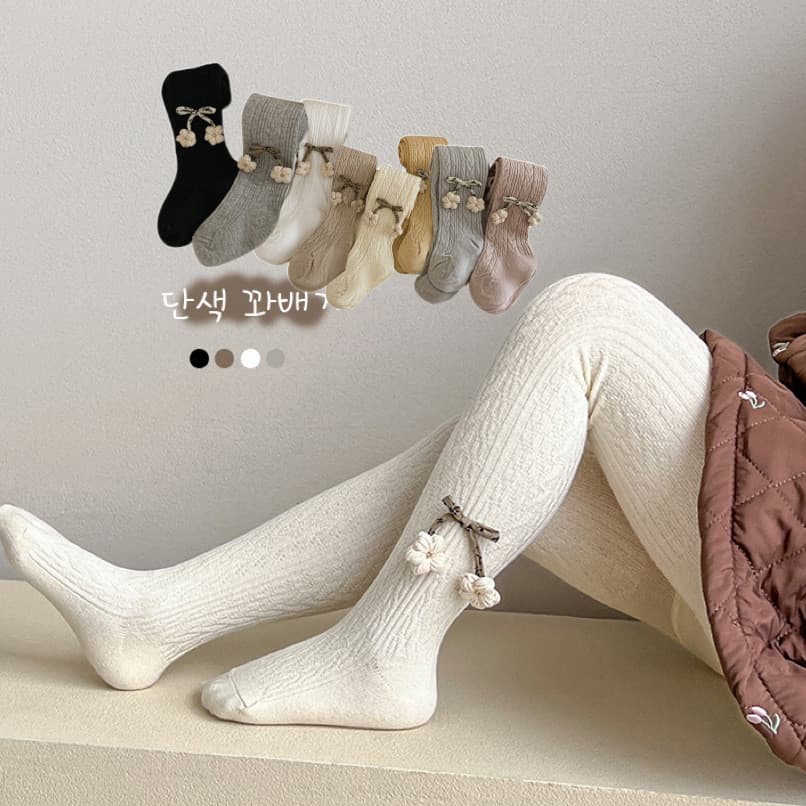 Leggings De Algodão Com Laço Para Meninas , Meia-Calça De Malha Aberta Crianças E Bebês , Meias Infantis Macias Respiráv